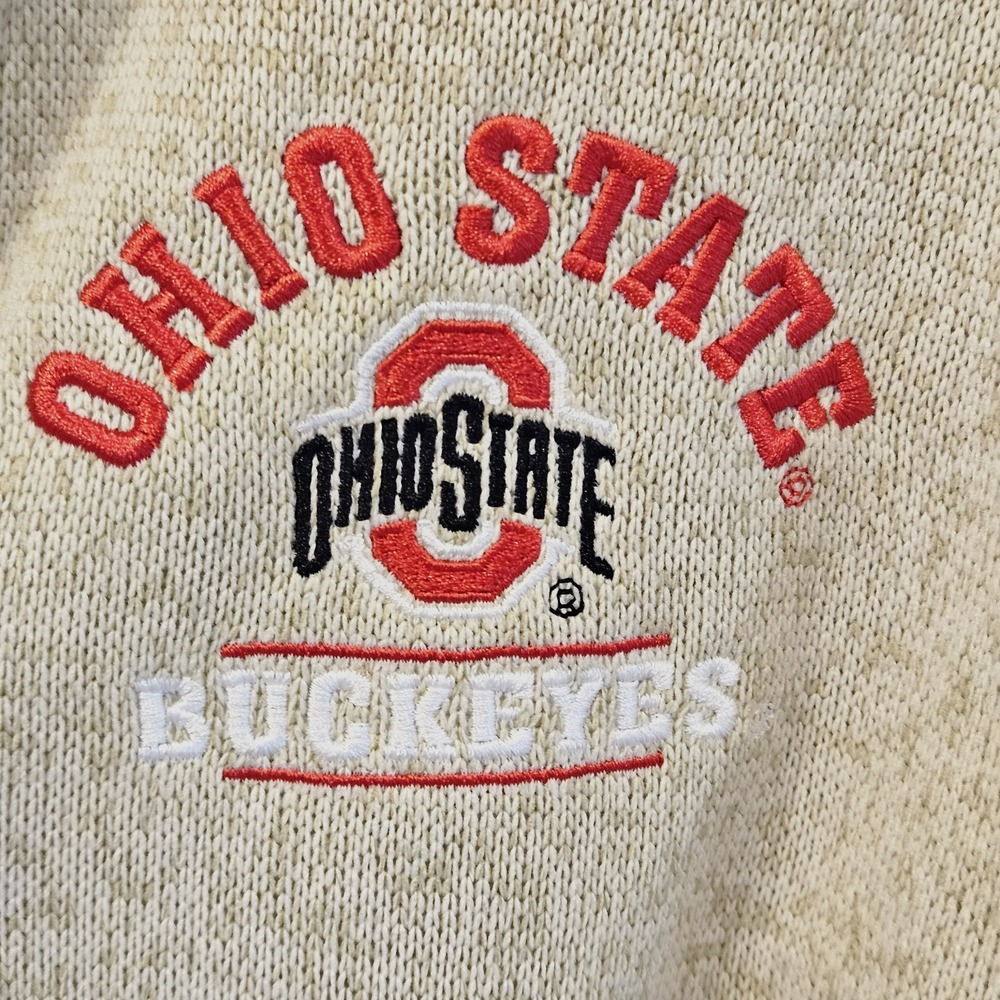 Ohio State Buckeyes Sand 1/4 Zip Pullover Hanes Medium Embroidered OSU - Picture 2 of 7